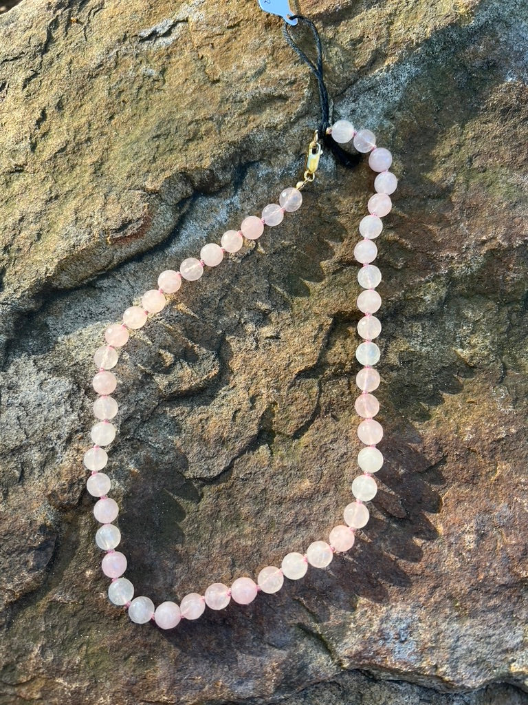 Hand Knotted Rose Quartz Necklace