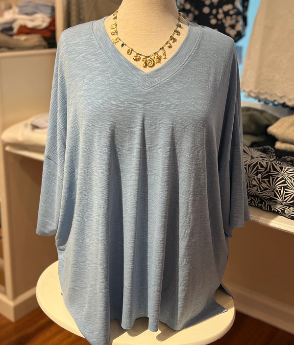 V Neck 3/4 Sleeve Oversized Top