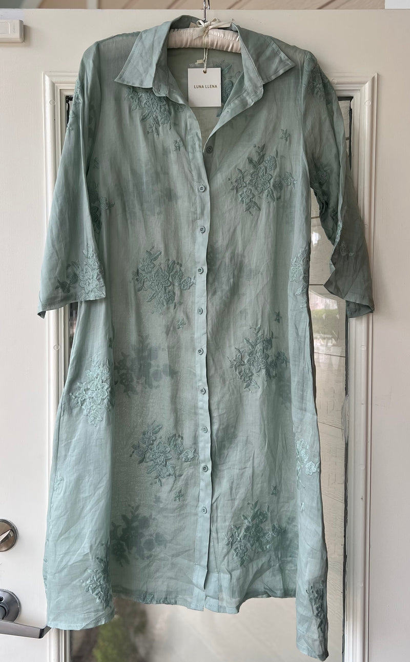 Aqua Long Shirt Dress