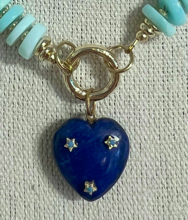 Lapis & Turquoise Heart Charm
