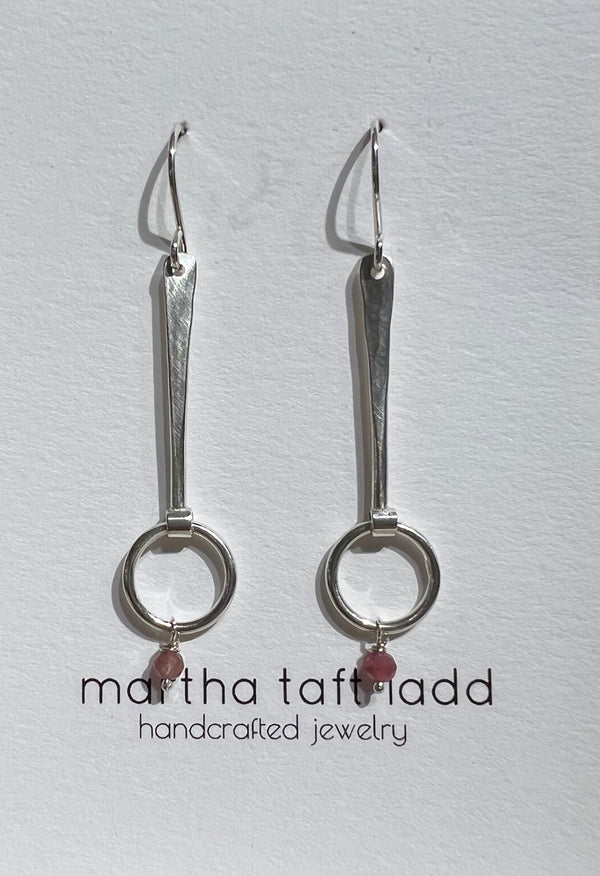 Silver Dangle w/ PinkTourmaline Earrings