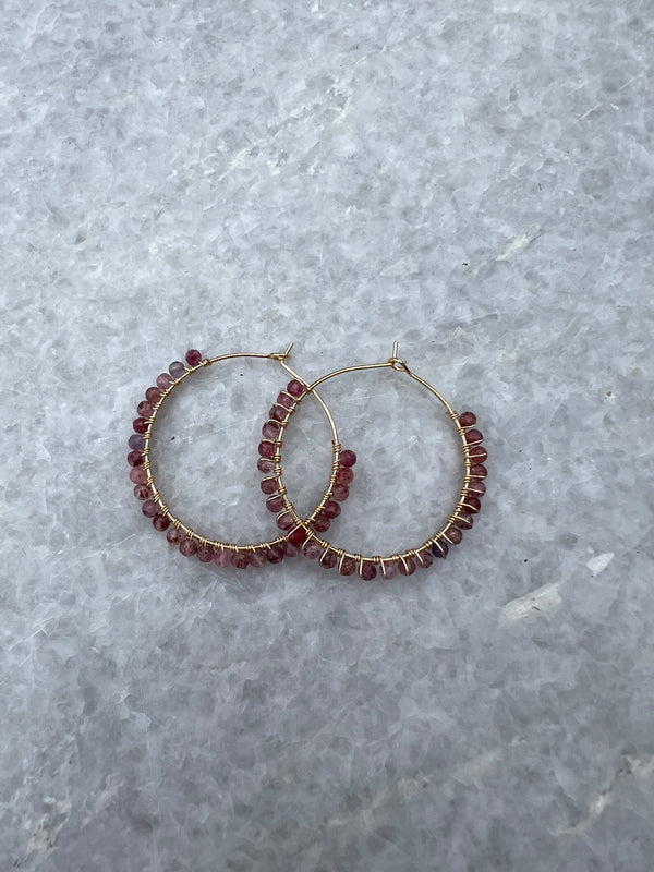 35mm Gemstone Hoop Earrings