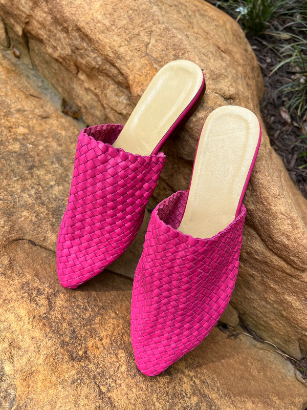 Moroccan Leather Woven Mule