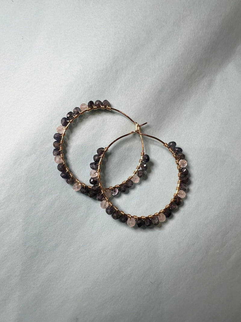 35mm gemstone hoop earrings