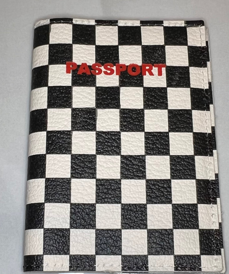 Black & White Check Passport Holder