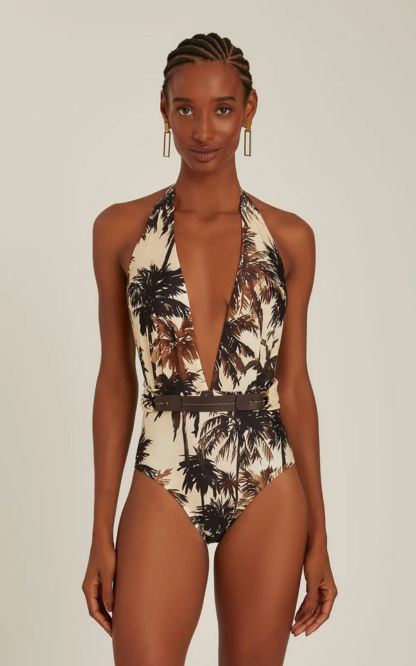 Detail One Piece Halter Swimsuit