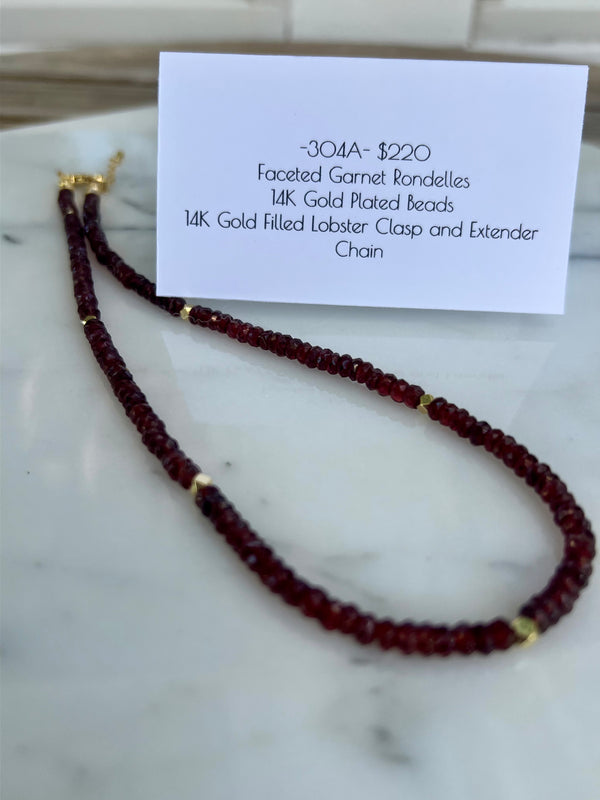 Faceted Natural Red Garnet Rondelles