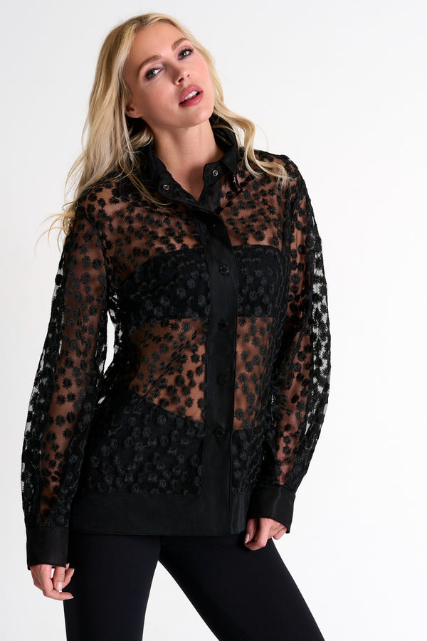 Embroidered tulle shirt