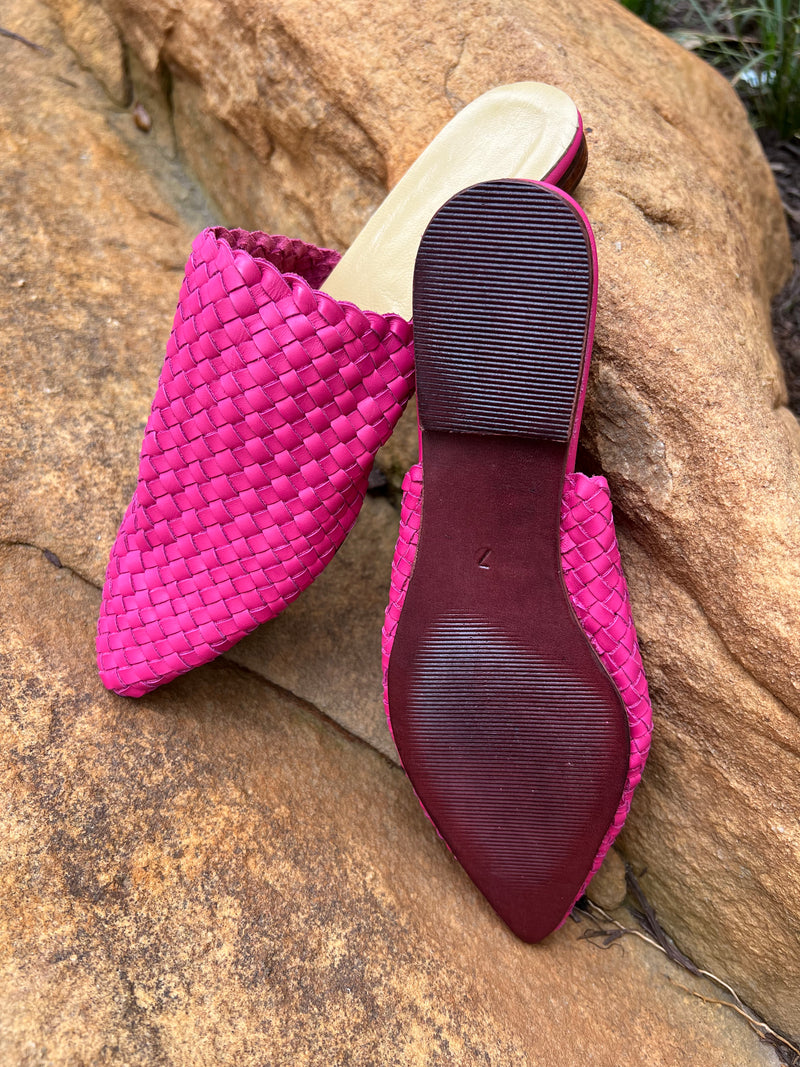 Moroccan Leather Woven Mule