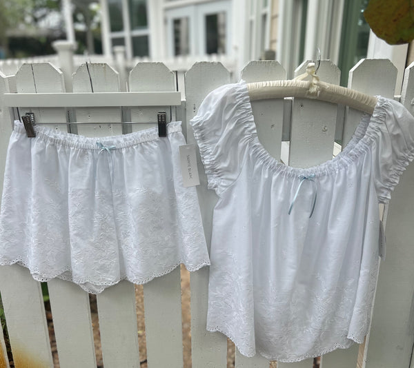 White Eyelet Short Set