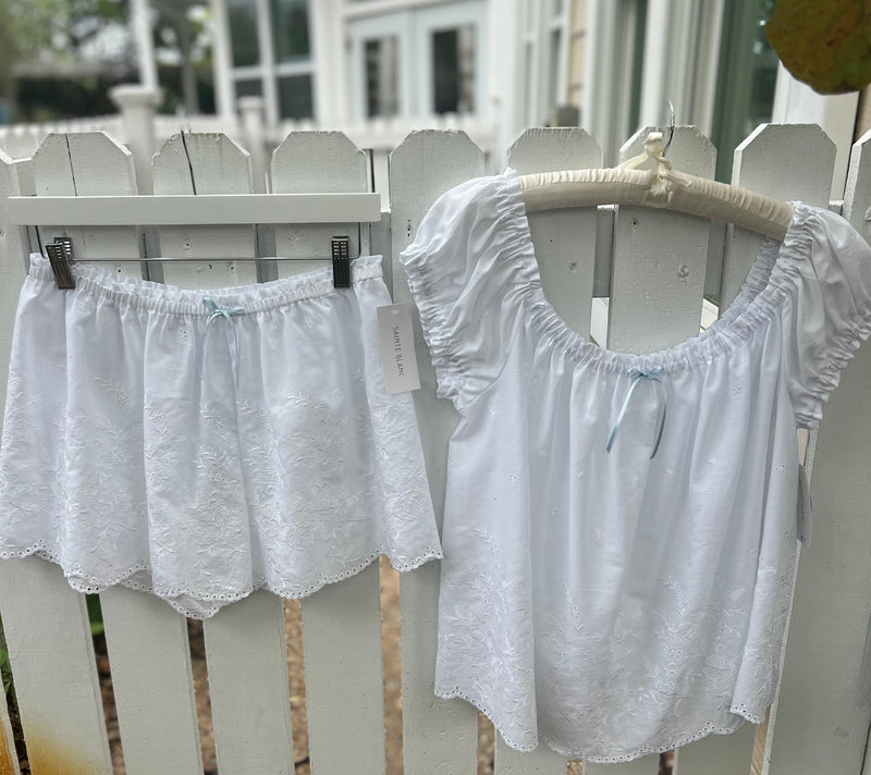 White Eyelet Short Set