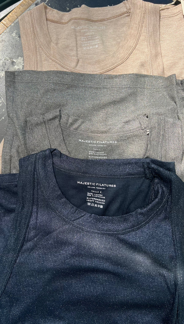 SOFT TOUCH METALLIC BABY RIB CREWNECK TANK