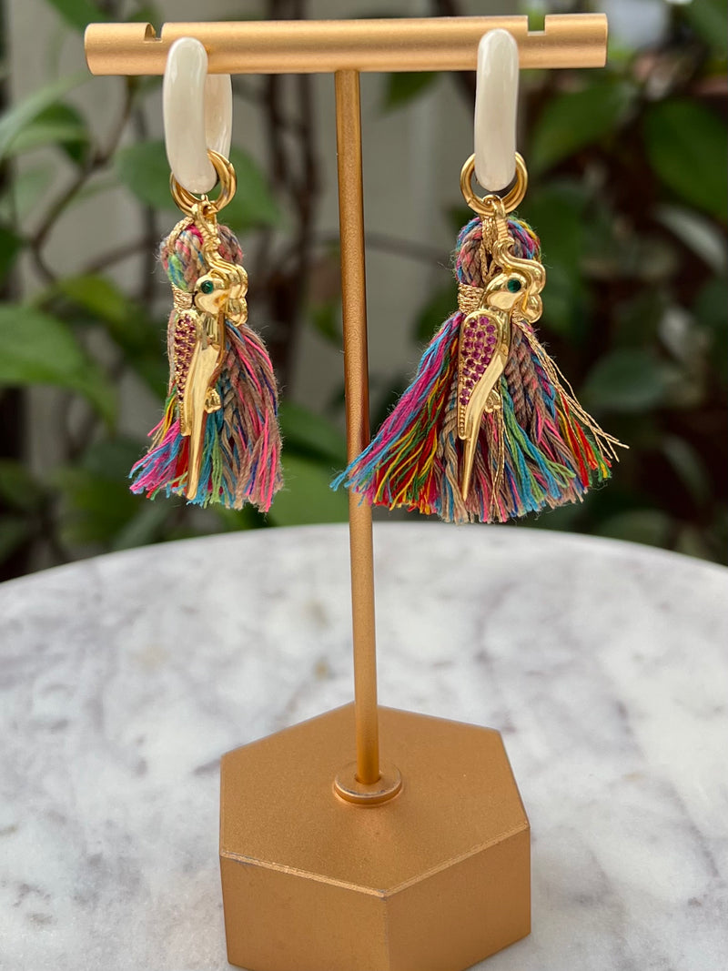 Bird & Tassel Charm Earrings