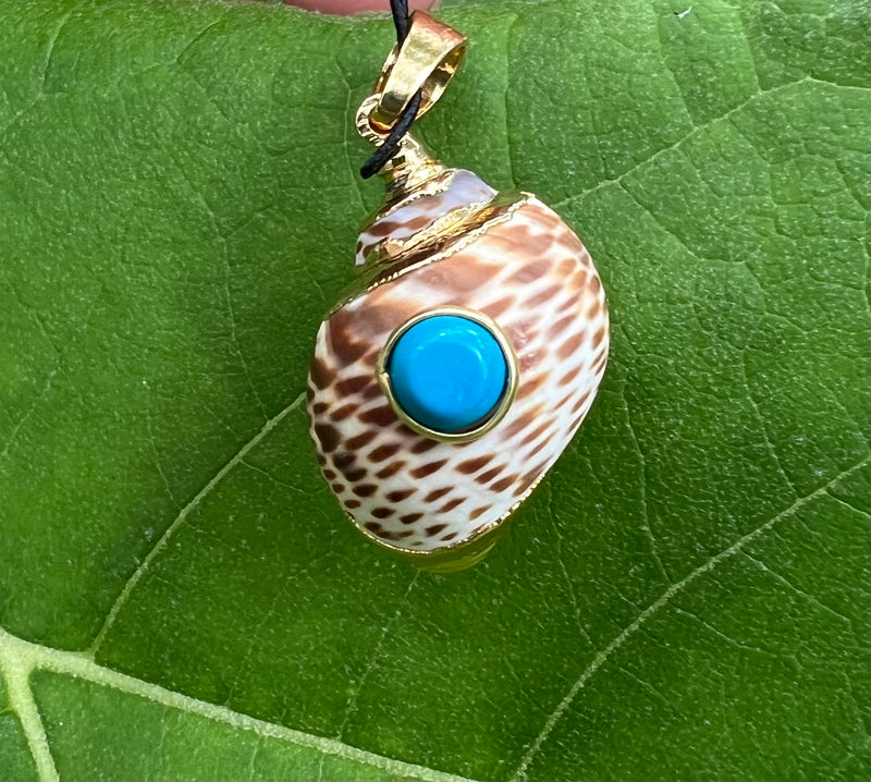 Natural Shell and Turquoise Charm