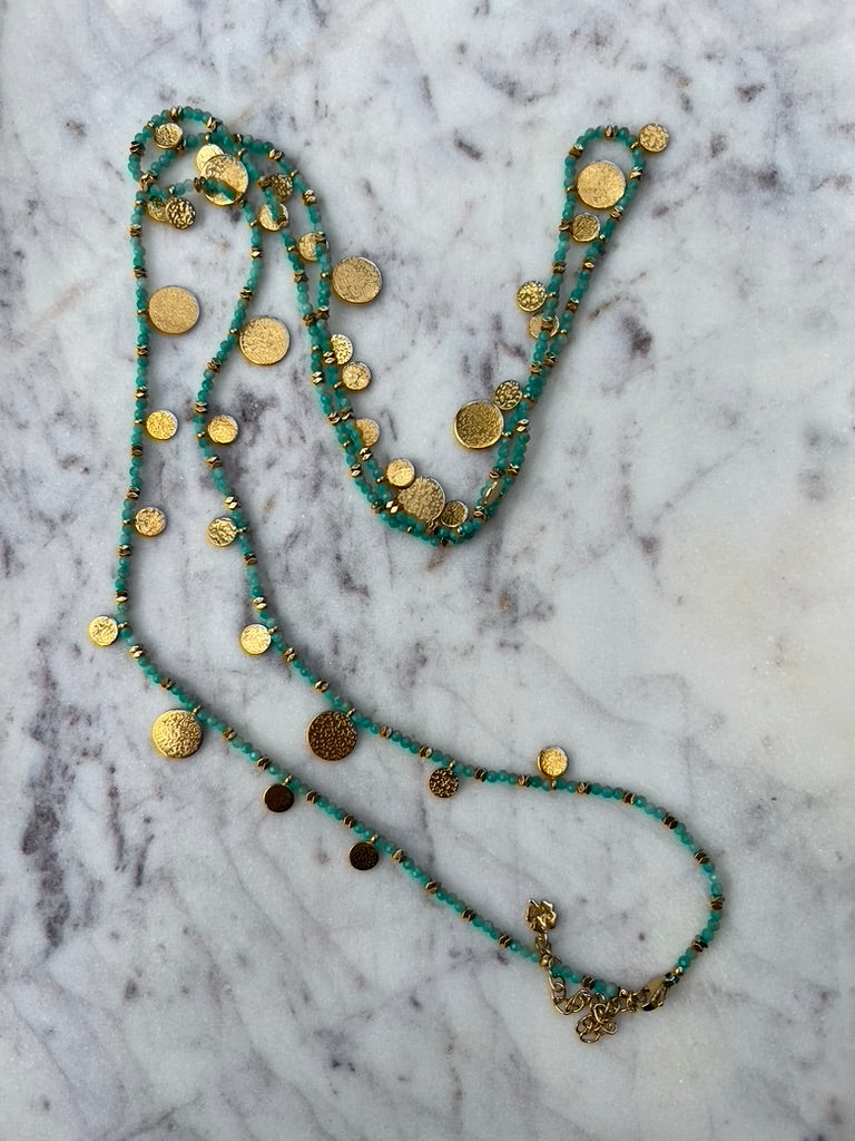 Hammred Dangle Disc Necklace