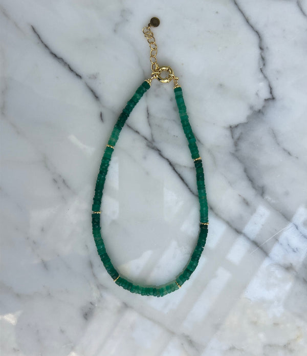 Faceted Green Chalcedony Heishi