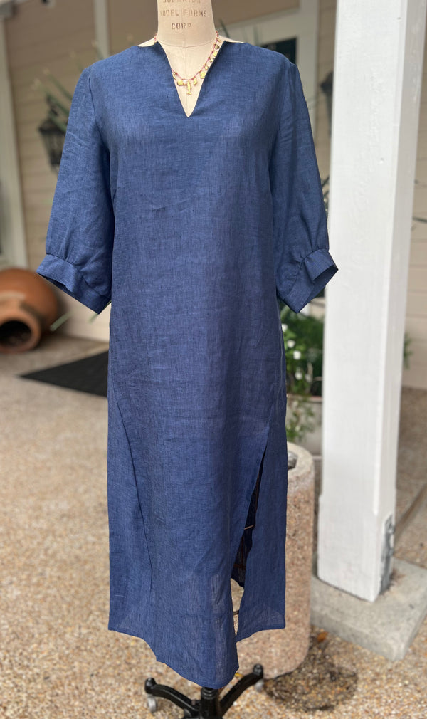 Linen Dress w/ Front Side Slit