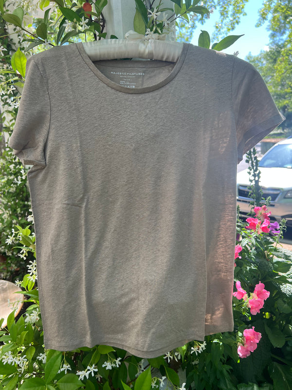 Linen/Elastane S/S Semi Relaxed Crew