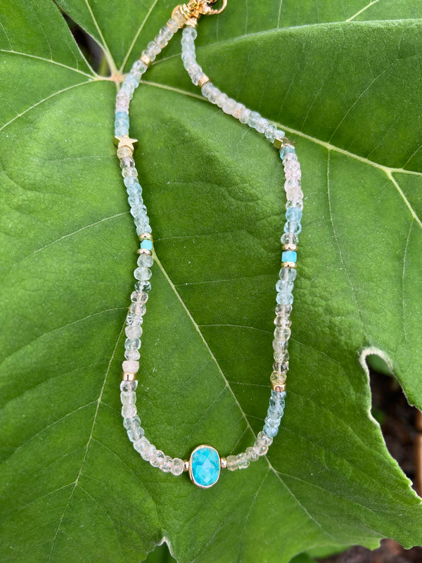 Ombre Aquamarine Cubes Necklace