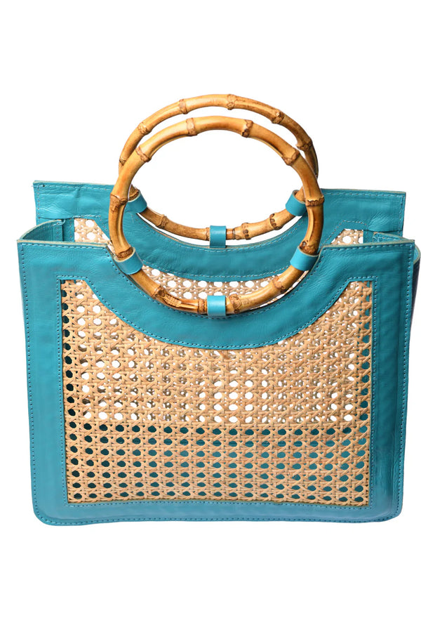 Bamboo Handle Wicker Bag