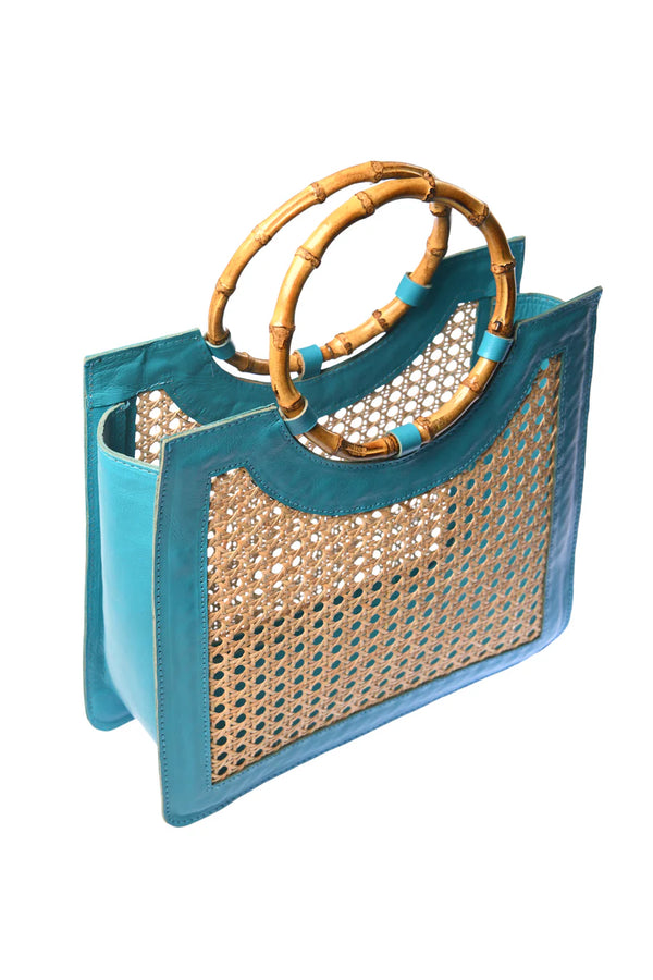 Bamboo Handle Wicker Bag