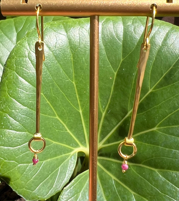 Gold Vermeil Dangle w/ Ruby Accent