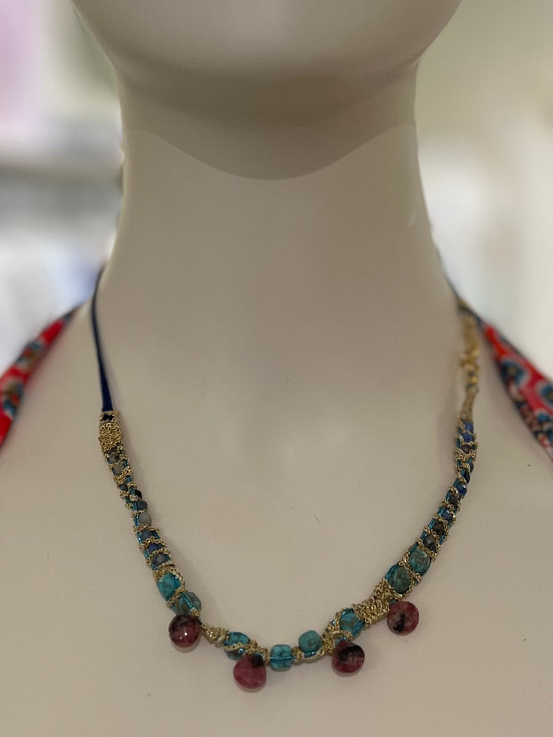 Muamara Jaipur Choker Lapis/Tourquoise/Rodocrosite