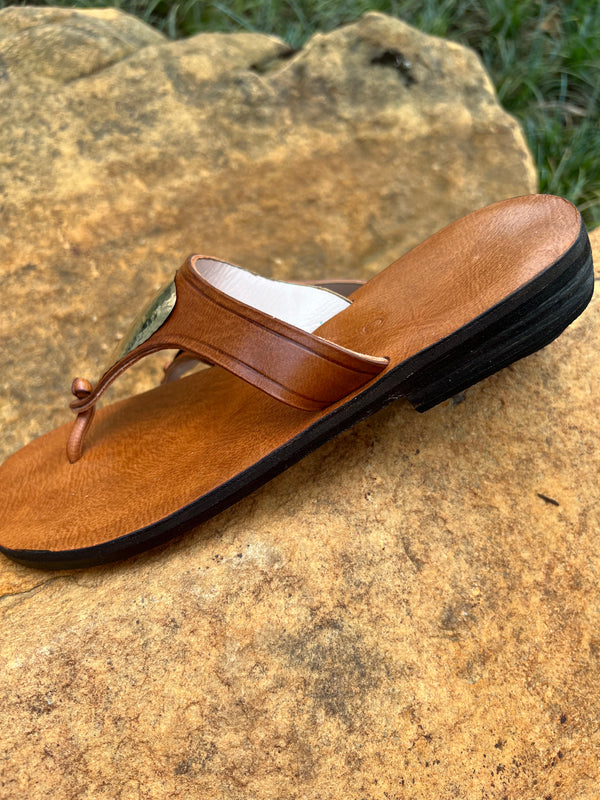 Moroccan Thong Sandal w/ Hammered Detail
