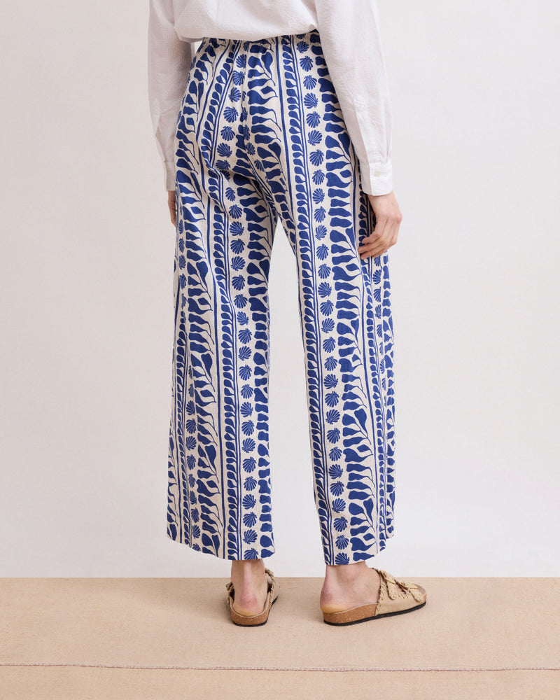 Palerme Women's Blue Shell Print Pants