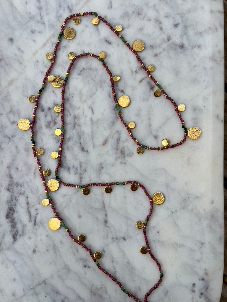 Hammred Dangle Disc Necklace
