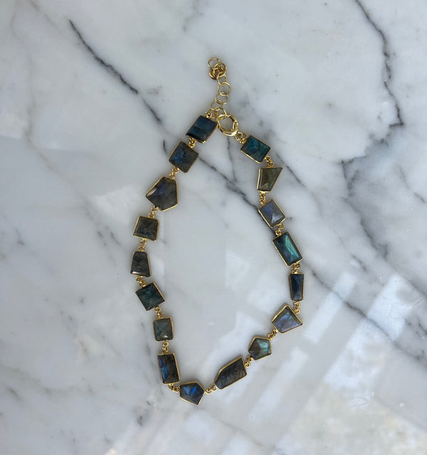 Faceted labradorite & 14K Gold Plated Chain