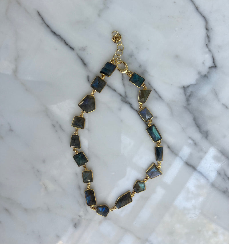 Faceted labradorite & 14K Gold Plated Chain