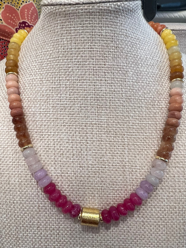 Ombre Jade & Mixed Semi Precious Gem Rondelles