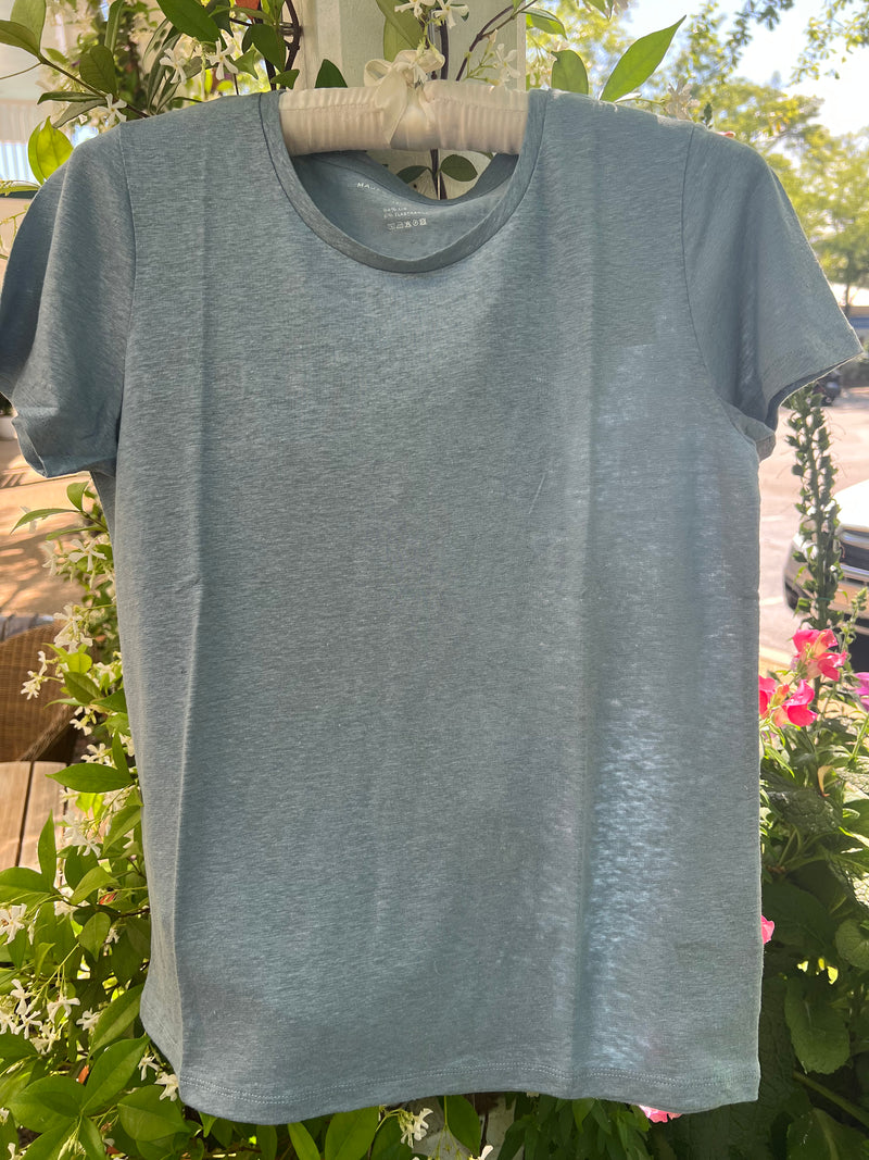 Linen/Elastane S/S Semi Relaxed Crew