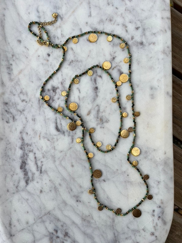 Hammred Dangle Disc Necklace