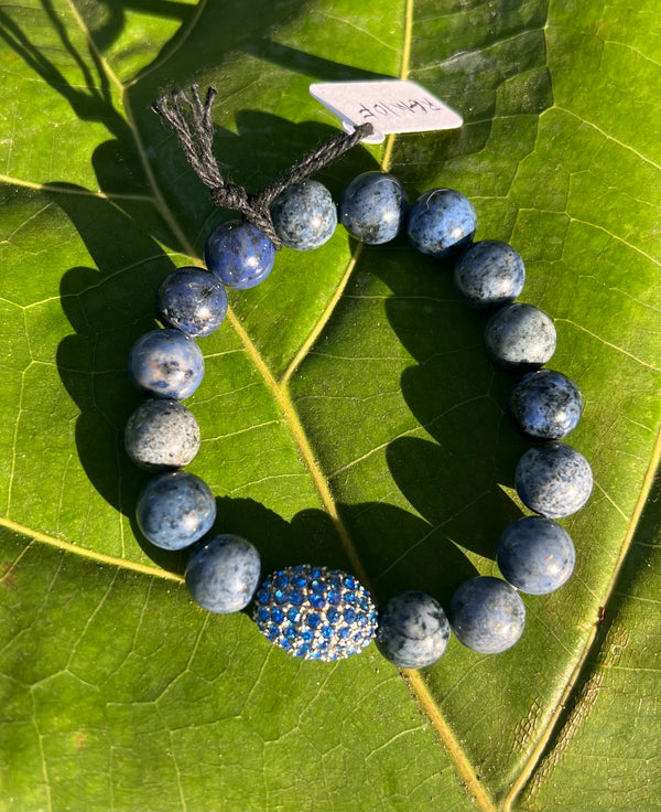 Gemstone Stretch Bracelet w/ Pave Focal