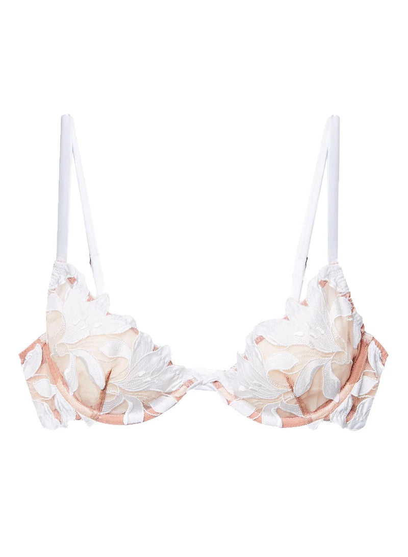 Lily Embroidery Plunge Demi Bra Ivory