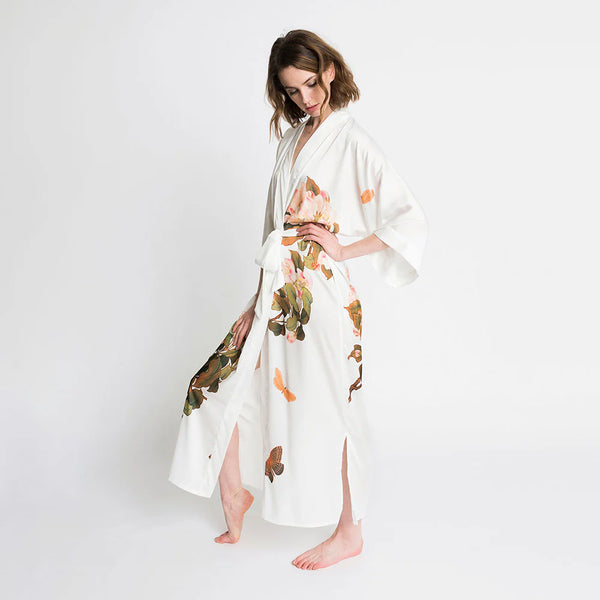 Peony & Butterfly Long Kimono Robe