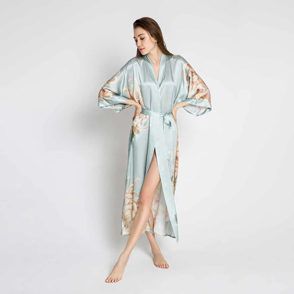 Silk Kiku Long Kimono Robe