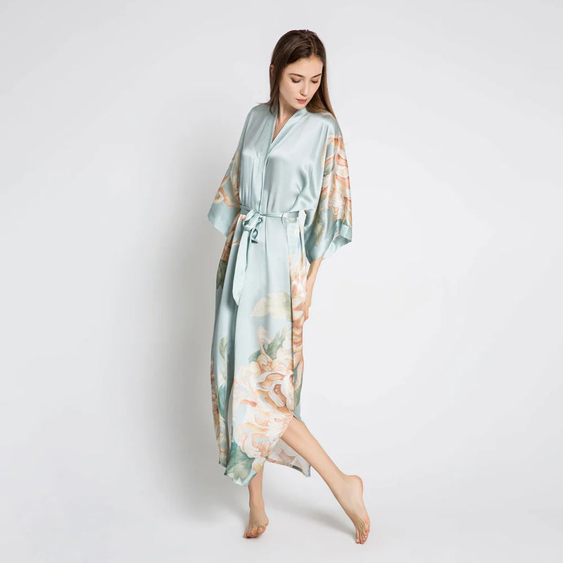 Silk Kiku Long Kimono Robe