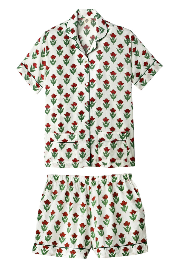 Lili Red Flower Printed Pajamas
