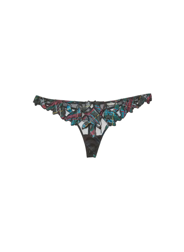 Lily Embroidery Hipster Thong Fall Plaid