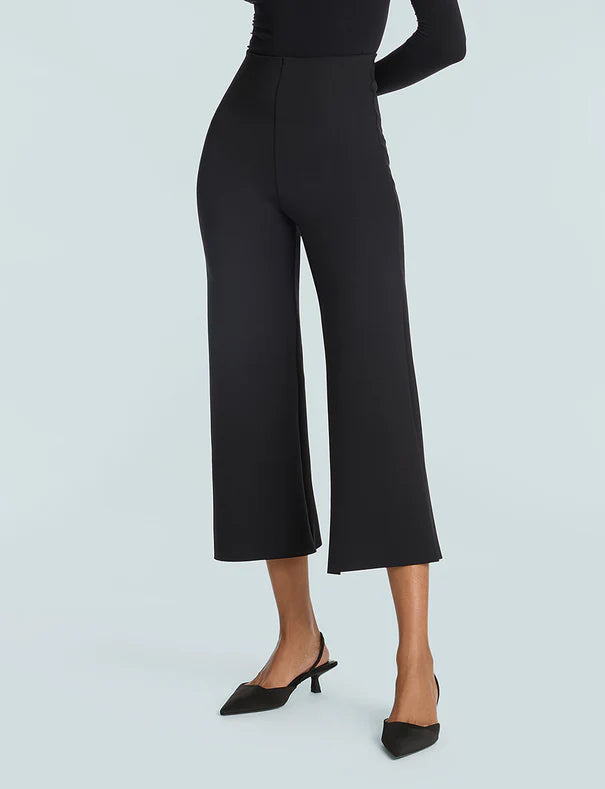 Neoprene Cropped Wide Leg Pant