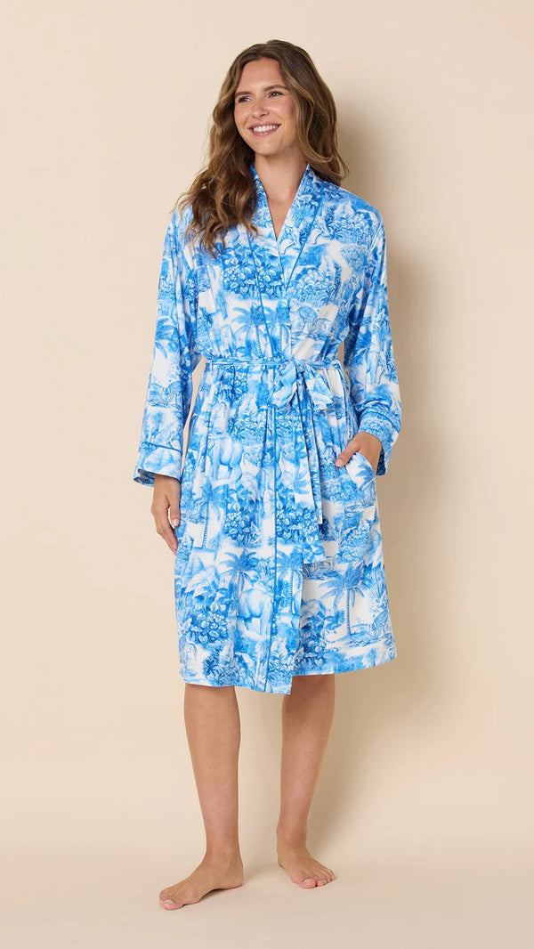 Palm Grove Toile Pima Knit Robe