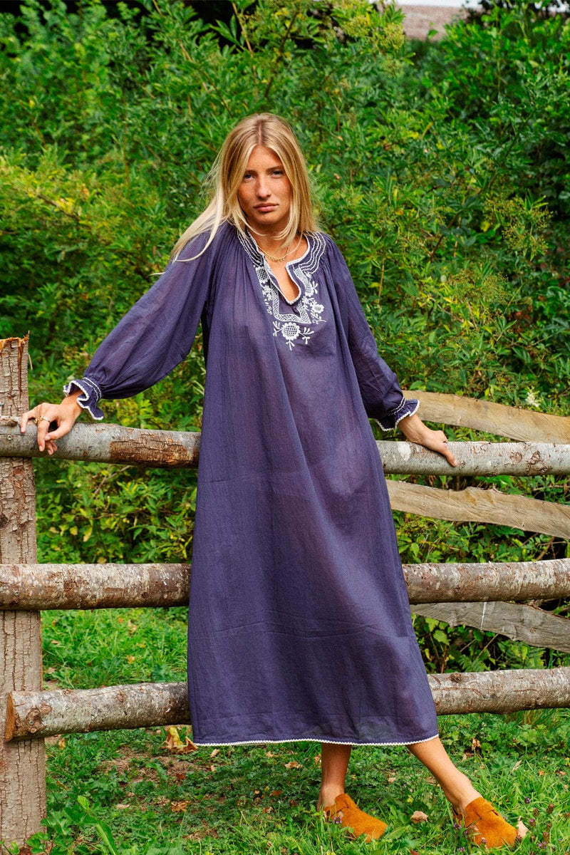Zoe Long Nightdress w/ Embroidery