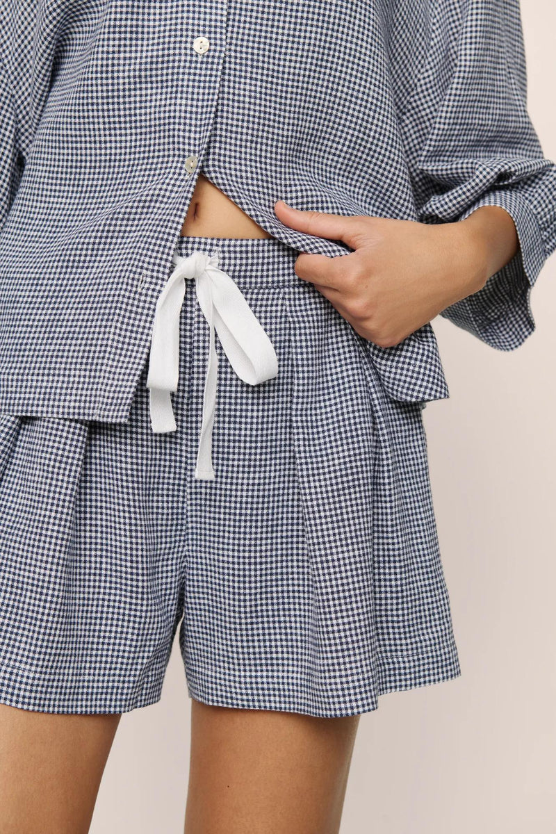 Linen Blend Relaxed Short Gingham