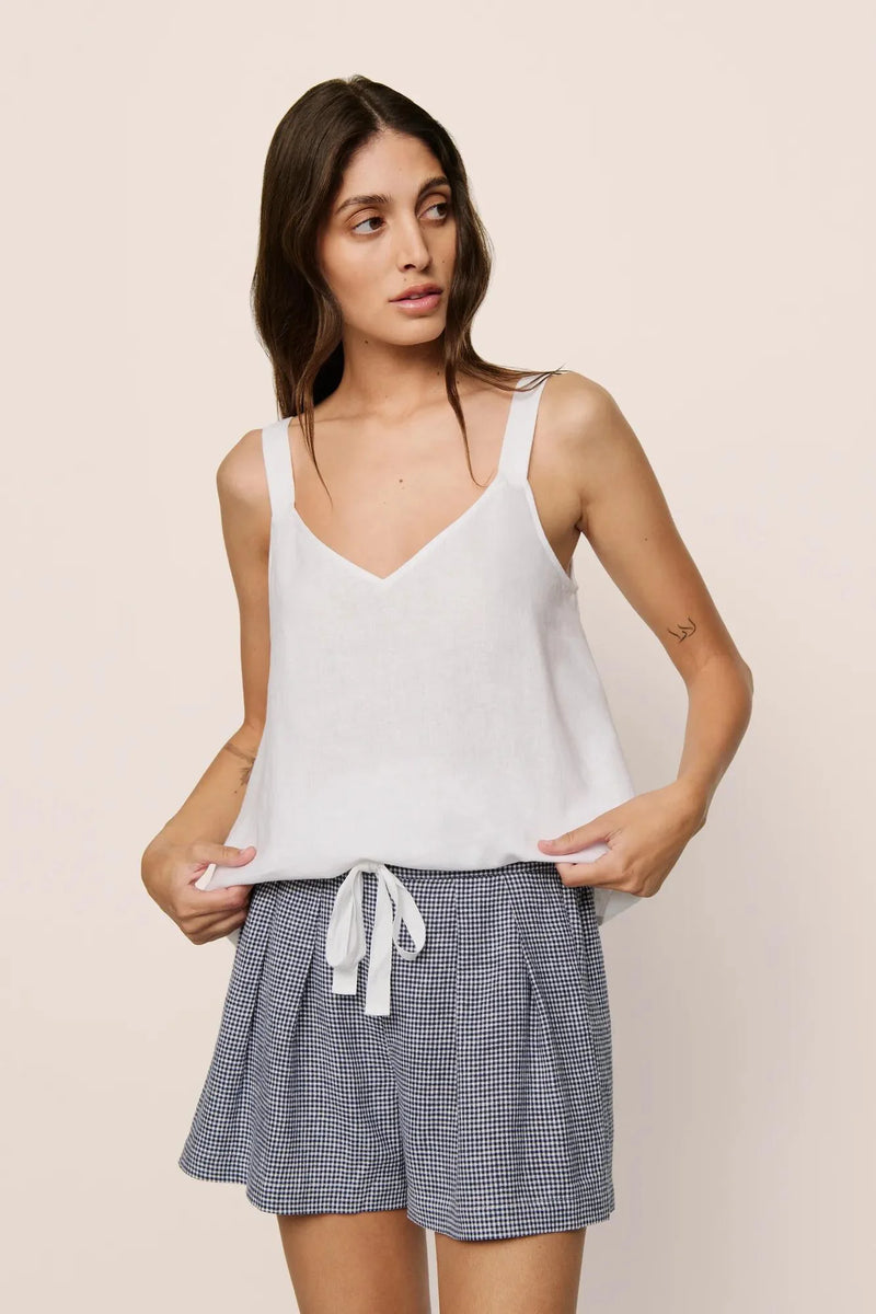 Linen Blend Relaxed Short Gingham