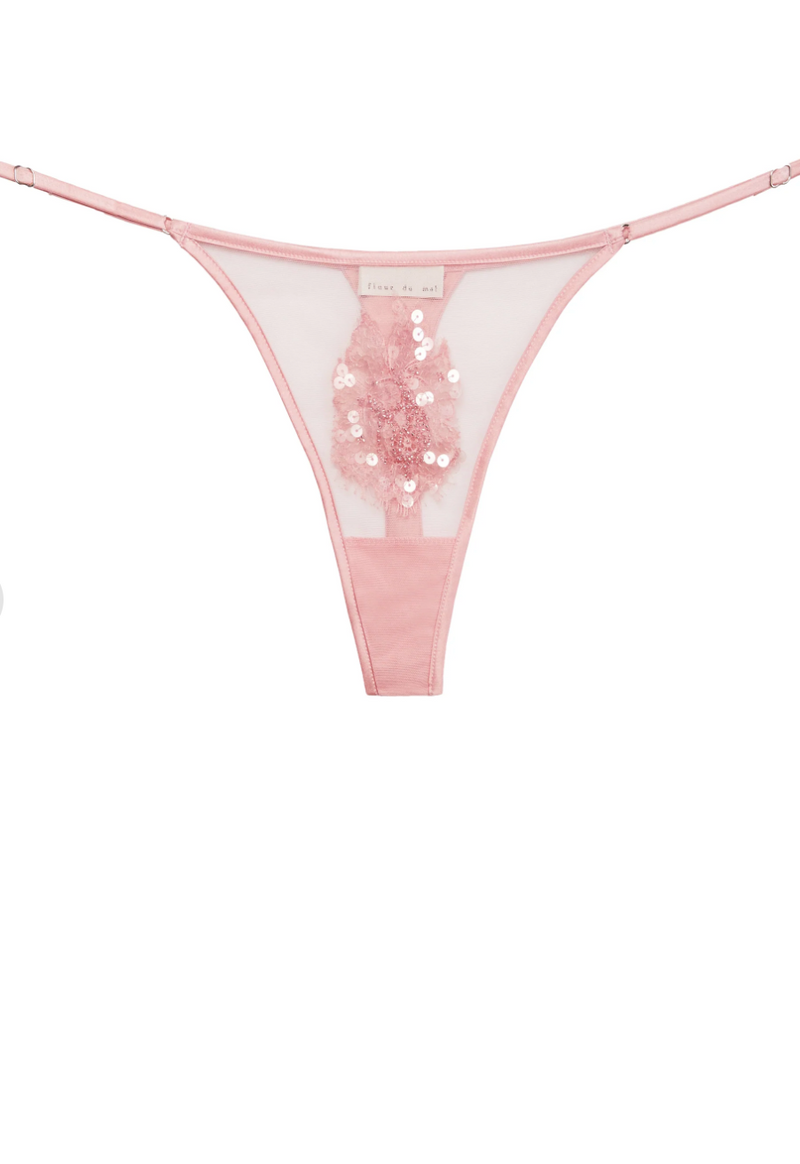 Beaded Applique Thong