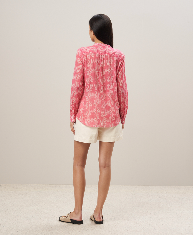 Sun Printed Pink Cotton Voile Blouse