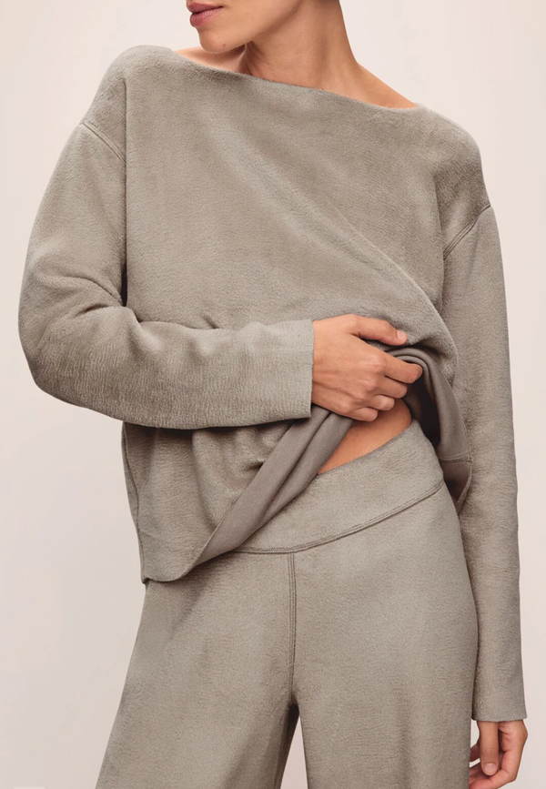 Reversible Plush Raw Edge Pullover